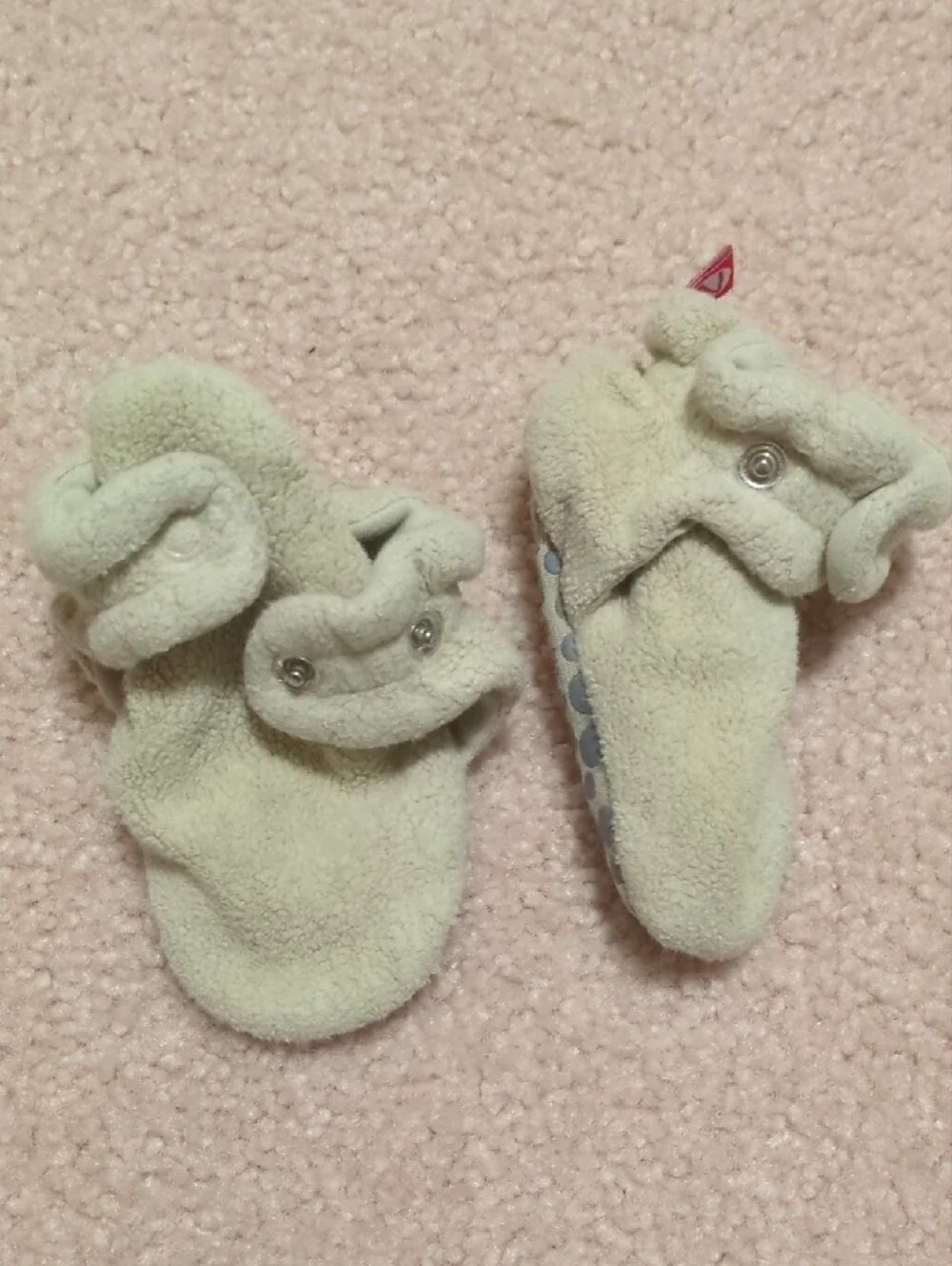 Fleece Baby Booties in Gray, Cream & Brown